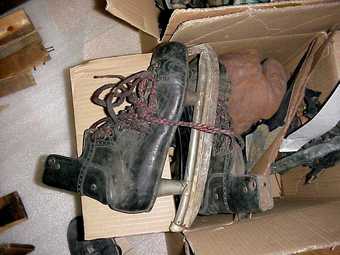 Ice skates, one of the objects from Cornelia Parker's installation Cold Dark Matter: An Exploded View