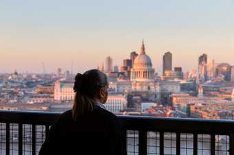 A person on the Viewing Level of Tate Modern